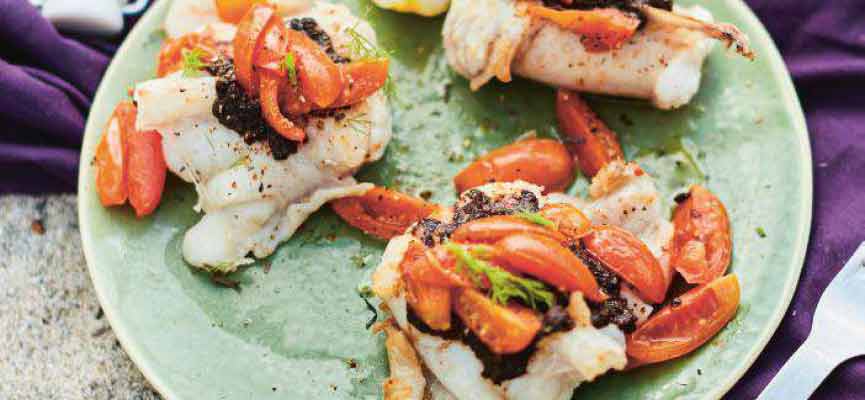 Lotte, concassée de tomates cerises et basilic Lotte, concassée de tomates cerises et basilic