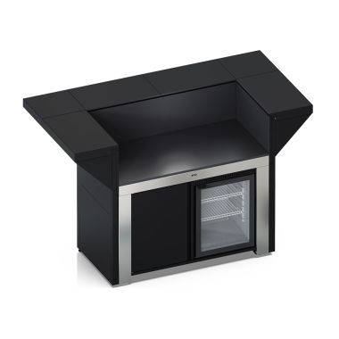 MODULO Kitchen island 120 with countertop-Black and stainless