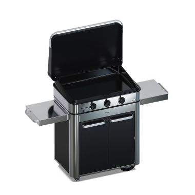 Combo ENOSIGN 80 Plancha Gaz Noir et Inox sur Chariot