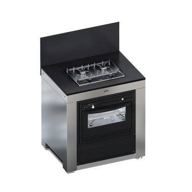 MODULO Combiné-Table cuisson et four-Noir et inox