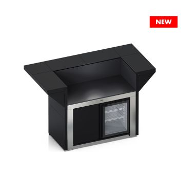 MODULO îlot 120 avec comptoir-Noir et inox