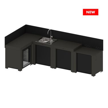 Cuisine COMFORT - 4 Modules Gris Cargo avec angle