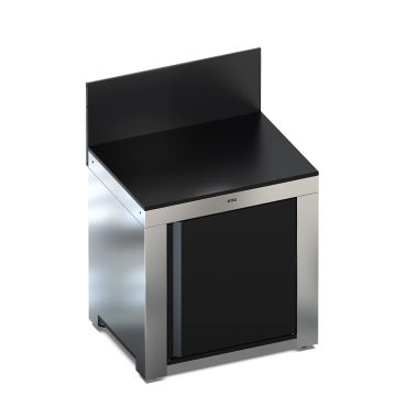 MODULO - Meuble Plan de Travail 80 Noir et Inox