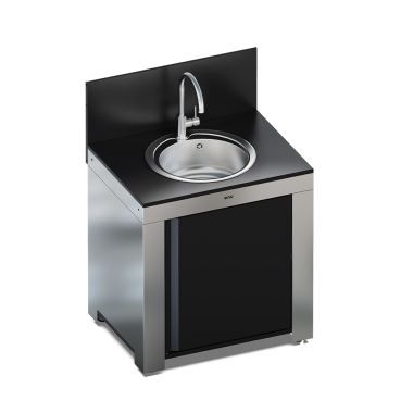 MODULO - Meuble Évier Extérieur 80 Noir et Inox