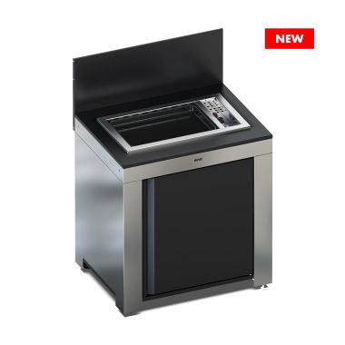MODULO - Meuble Plancha Encastrable TRIBU 80 Noir/Inox