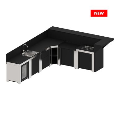 Cuisine DELUXE - 6 Modules Noir et Inox